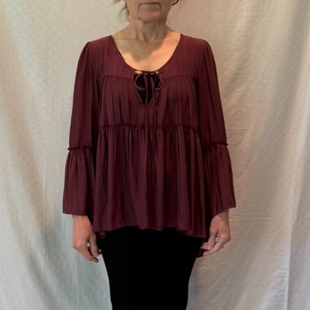 Free People Tiered Flowy Peasant Style Blouse - Medium